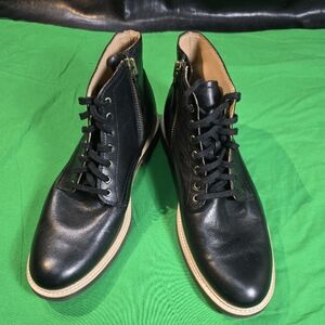 UGG Men's Chadon Leather Lace Up Boots Size 8.5 Black Side Zipper New